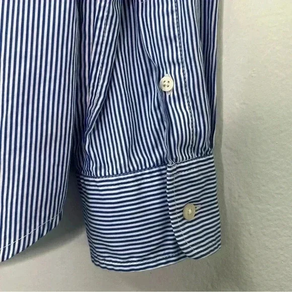 Lauren Ralph Lauren Women Embellished Button Up Striped‎ Shirt Sz L - Picture 7 of 9